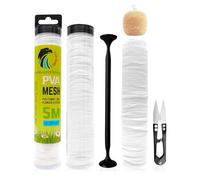 JETOP 5 m de maille PVA pour pêche à la carpe, accessoires de pêche à la carpe, accessoires de pêche à la carpe, kit de sac en maille PVA comprenant un entonnoir, un piston et des ciseaux à fusion