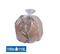 JET'SAC Sacs poubelle déchets courants transparents 110 L, lot de 100