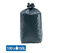 JET'SAC Sacs poubelle déchets lourds Tradition qualité épaisse gris 150 L, lot de 100