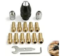 Jetstream 15 PCS Mandrin Rapide Métal Écrou Laiton, compatible avec Dremel, Mandrin, 0,5MM-3,2MM, Remplace le Mandrin Rapide 4486, Adapté pour la Découpe, le Meulage Et le Polissage