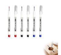 Jetstream 6 Pièces Marqueur Trou Profond, Crayon Chantier de Forage de 20mm, Stylo Marqueur Charpentier à Pointe Fine, Feutre Permanent Indélébile, pour Carrelage, Métal, Boi (Bleu, Noir, Rouge)