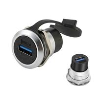 Jetstream Adaptateur de Panneau Rond USB 3.0 5 Gbps, USB 3.0 vers Prise Panneau, Connexion Encastrée À Filetage avec Capuchon Anti-Poussière, Adaptée À Une Transmission de Données Stable Et Fiable