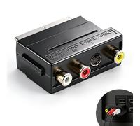 Jetstream Adaptateur Péritel vers 3X RCA in Out + S-Video S-VHS, Scart to RCA Adapter, VHS Convertisseur Compatible avec TV, DVD, VHS, Adaptateur SCART/S-VHS/AV etc