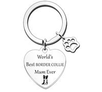 JETTOP Porte-clés Border Collie World's Best Mum - Cadeau amusant pour anniversaire, Noël, Border Collie, Argenté., taille unique