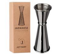 Jettory Jigger Japonais 1oz/2oz - Mesureur de Bar en Acier Inoxydable 304 avec Gravures Intérieures - Jigger à Cocktail Professionnel pour Barman et Mixologie (Noir)