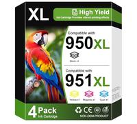Jettruemedia 950XL 951XL Cartouches d'encre pour HP 950 951 XL Compatible HP Officejet Pro 8100 8610 8600 8615 8620 8600 8630 8640 8660 8625 251dw 271dw 276dw (Noir Cyan Magenta Jaune - 4 Pack)