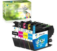Jettruemedia LC424 LC 424 Lot de 4 cartouches d'encre compatibles avec Brother LC-424 LC424 pour Brother DCP-J1200W DCP-J1200WE (1 noir, 1 cyan, 1 magenta, 1 jaune)