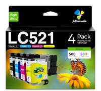 Jettruemedia LC521 LC521VAL Cartouche d'encre Compatible avec Brother LC 521 Cartouche pour Brother DCP-J1310DW DCP-J1360DW DCP-J1460DW DCP-J1313DW DCP-J1260W J1310DW J1360DW J1460DW (Lot de 4)