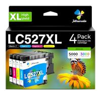 Jettruemedia LC527XL LC 527XL Cartouches d’encre compatibles pour Brother LC527 XL Multipack pour Brother MFC-J4350DW MFC-J4550DW, Grande capacité (Pack de 4, LC527XLBK LC527XLC LC527XLM LC527XLY)