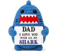 Jettryran Cadeaux pour papa, Noël, anniversaire, de la part de sa fille, fils, épouse, « I Love You » - Mini beau-père positif au crochet - Motif requin - Idée cadeau unique