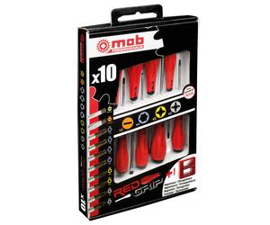 JEU 10 TOURNEVIS REDGRIP 2 F + 4 TORX + 2 PH+2 PZ MOB - 9129000801