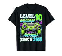Jeu 10e Anniversaire Niveau 10 débloqué génial Depuis 2015 T-Shirt