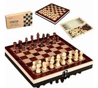 Jeu 3-en-1 en Bois Échecs,Dames Et Backgammon Plateau Pliant en Bois De 15" | Jeu D’échecs De Voyage Portable, De Qualité Tournoi ; Un Jeu D’initiation Adapté Aux Adultes Et Aux Débutants.