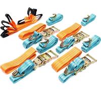 Jeu 4 Sangle d’arrimage Tour Roue Transport Auto 35mmx3,5m 3000 daN Sangle Fixation Serrage Sécurité