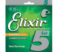 Elixir Jeu de cordes basse inox revêtement NANOWEB 4 cordes Long Scale Light (.045-.130)