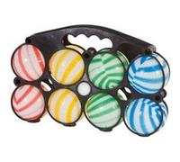 Jeu 8 boules de petanque plastique colore multicolore 70 mm avec panier - loisir plein air jardin - set jouet enfant et carte tigre Multicolore