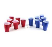 Jeu à boire Bière Pong de 12 verres réutilisables (bleus et rouges) + 2 balles - - ALTOBUY Rouge