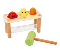 Janod Jouet d'éveil Taptap Légumes de la Ferme – 3 légumes + maillet, en bois FSC, dès 12 mois