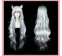 Jeu Arknights léopard des neiges famille Cosplay Pramanix perruque longue argent gris dégradé avec Double prêle Cosplay perruques 110 cm