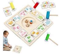 Jeu Assorti de dés pour, Jeu d'échecs Assorti - Jeu de société en Bois | Activités éducatives préscolaires avec 96 Cartes 3 Dice 4 Sticks d'aspiration, Jouet d'apprentissage précoce pour Les Filles d