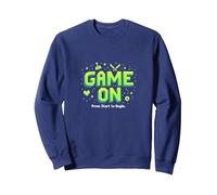Jeu au départ Retro Pixel Gamer Sweatshirt, Unisexe pour Adultes, Bleu Marine, L