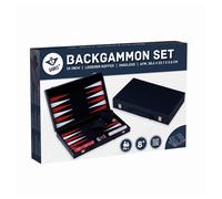 Engelhart Backgammon 250505 - Rouge Noir Blanc 36 cm - Simili cuir, 5 dés, 2 gobelets