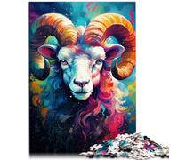 Jeu Cadeau Puzzle Le psychédélisme coloré du Dieu chèvre Puzzle pour Adultes 1000 pièces Puzzle en Bois Offre comme Cadeaux pour Toute la Famille （50x75 cm）