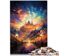 Jeu Cadeau Puzzle Le psychédélisme coloré du Palais Royal de Madrid 1000 pièces Puzzles en Bois Offrez des Cadeaux pour Toute la Famille （50x75cm）