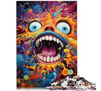 Jeu Cadeau Puzzle Visages psychédéliques colorés Puzzles 1000 pièces Puzzles pour Adultes Puzzle en Bois avec Affiche Assortie et Feuille de Quiz (50x75 cm)