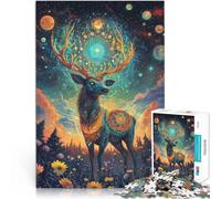 Jeu Cerf couronné de l'univers Puzzle pour Adultes 1000 pièces 26x38cm avec Affiche et Feuille de Questions correspondantes à partir de 14 Ans