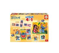 Educa Borrás - Jeu Superpack Stitch 4 en 1 - Dominos, Mémoire & 2 Puzzles - Disney Dès 3 ans