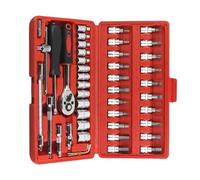 Jeu clés Mixtes à Cliquet en Boîte À Outils De Réparation Automobile Jeu De Douilles 1/4 Pouces Jeu De 53/46 Pièces Clé À Cliquet Tournevis Outil Réparation Automobile Et Domestique