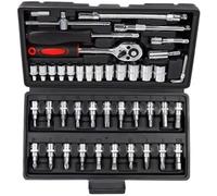 Jeu clés Mixtes à Cliquet en Clé À Cliquet Combinée Pour Réparation Automobile Boîte À Outils Entretien Automobile Douilles Montées Sur Véhicule Kit D'outils De Réparation 46 Pièces