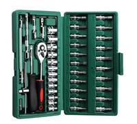 Jeu clés Mixtes à Cliquet en Jeu Clés À Cliquet À Douille D'entraînement Avec Embout Métrique Et Barre D'extension La Réparation Automobile 46 Pièces Outil Et Étui À Cliquet De 1/4 Pouces