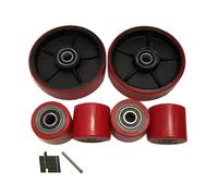 Jeu Complet De Roues pour Transpalette : 2 Roues Directrices 200 x 50 mm, 4 Galets De Chargement Avant 80 x 70 mm, Rouleaux De Transpalette avec Roulements Ø 20 mm, Roulements en PU (capaci