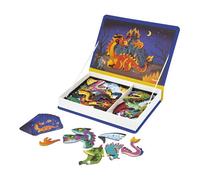 Janod - Magnéti'Book Dragons - Jeu Educatif Magnétique 53 Aimants + 10 Modèles - Jouet Enfant en Carton FSC - Développe Dextérité et Imagination - Dès 3 Ans - J02527, Violet