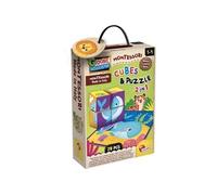 Jeu créatif 2-en-1 - LISCIANI - Montessori Baby Bois - Cubes et puzzle - Observation et dextérité - Bois et carton