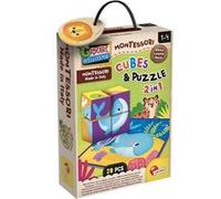 Jeu créatif 2-en-1 - LISCIANI - Montessori Baby Bois - Cubes et puzzle - Observation et dextérité - Bois et carton Multicolore G
