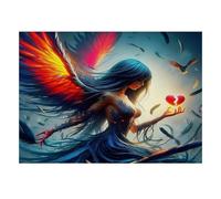 Jeu Créatif Adulte, Puzzle 1000 Pièces Ange Plume Cœur | 70x50cm Calme d'Humeur, Décoration Intérieure, Passe-temps Intellectuel, Carton, Cadeau Réunion