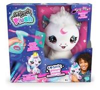 Canal Toys - Airbrush Plush - Peluche Licorne Cosmique à Personnaliser avec Corne Lumineuse - avec Carte de prédiction, feutres et pochoirs - AIR 028, Blanc