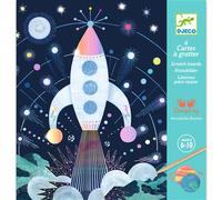 Djeco - Jeu créatif Cartes à gratter Mission cosmique - 4 cartes - Multicolore