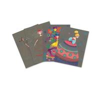 Jeu créatif - Djeco - Le bal des coquettes - 4 cartes à gratter - Stylet en bois - Livret coloré