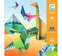 DJECO Kit Origami Dinosaures - Enfants de 6 à 10 Ans - Activité Créative Pliage Papier Facile - Développe la Motricité Fine - 24 Feuilles Colorées, 1 Guide Étape par Étape - 8 Designs