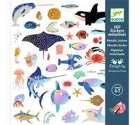 Djeco – Jeu créatif Pochette de 160 stickers Océan à effets métallisés