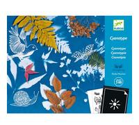 Djeco Jeu créatif Starter Kit – Cyanotype, 8 feuilles photosensibles, 12 motifs