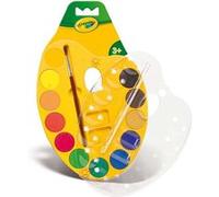 Crayola Palette peinture lavable 12 couleurs, support plastique et pinceau fin - Jaune 4+