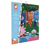 Janod - Coffret Strass Diamond Painting La Jungle - Kit créatif phosphorescent, tableau+stickers