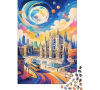 Jeu Créatif pour Adultes, 1000 Pièces Cathédrale Tramway Ciel Puzzle | 70x50cm Calme D'humeur, Décoration Intérieure, Passe-temps Intellectuel, Carton, Cadeau De Rassemblement
