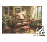 Jeu Créatif pour Adultes, Puzzle 1000 Pcs Piano Fleurs Pièce | 70x50cm Réduction Du Stress, Amateurs De Puzzles, Ajustement Précis, Cadeau D'anniversaire, Carton