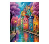 Jeu Créatif pour Adultes, Puzzle 1000 Pièces Rue Bâtiment Arbre | 70x50cm Interaction Familiale, Décoration Intérieure, Passe-temps Intellectuel, Carton, Cadeau Réunion